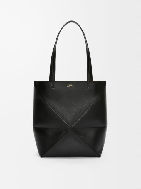 Puzzle Fold Tote in shiny calfskin