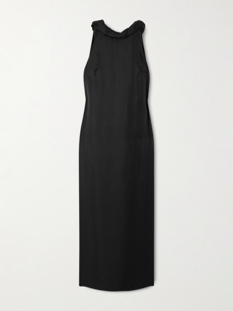 Susan Tie-detailed Draped Silk-twill Midi Dress