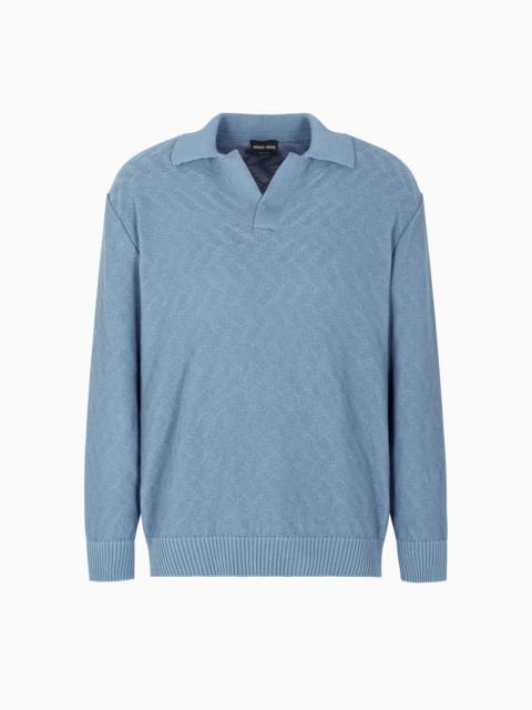COTTON JACQUARD KNITTED POLO SHIRT