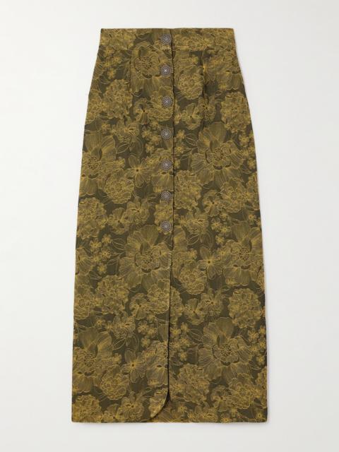 Ivan Embroidered Twill Maxi Skirt