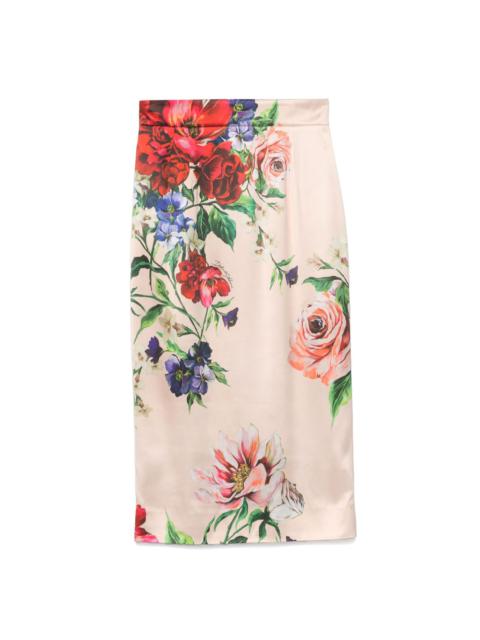 floral-print midi skirt