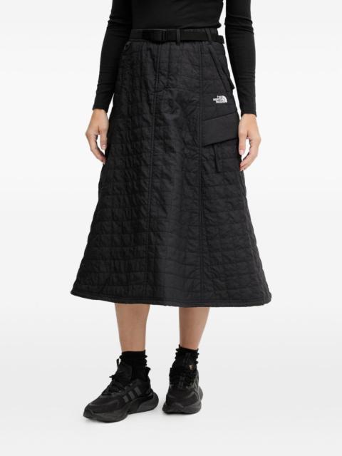 quilted belted midi skirt