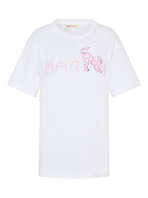 flock-printed logo T-shirt