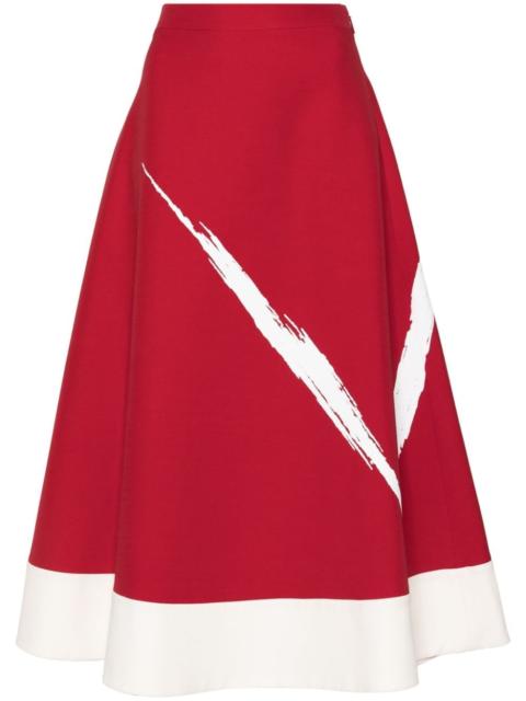 paint splatter-detail midi skirt