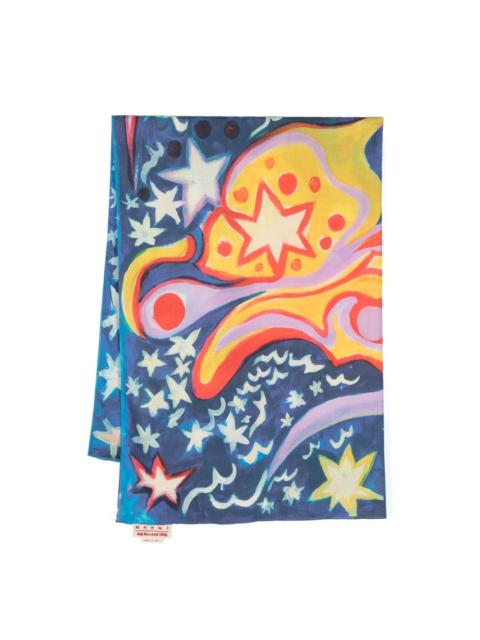 graphic-print cotton scarf