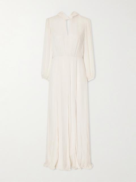 Floral-print Silk-crepon Gown