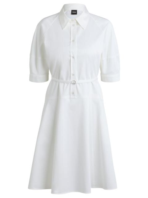 SHIRT DRESS IN STRETCH COTTON WITH HALF PLACKET