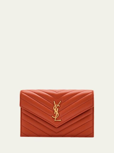Small YSL Wallet on Chain in Grain Leather