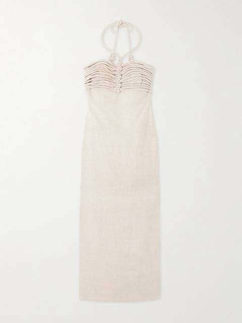 Mezcalitos Knotted Linen Midi Dress
