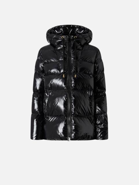 HOODED CRYSTAL NYLON DOWN JACKET