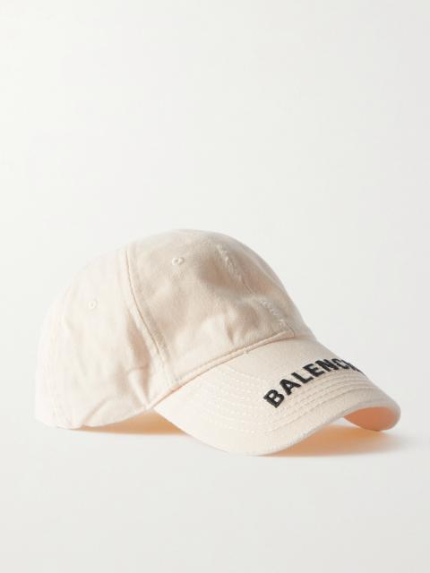 Embroidered Distressed Cotton-twill Baseball Cap