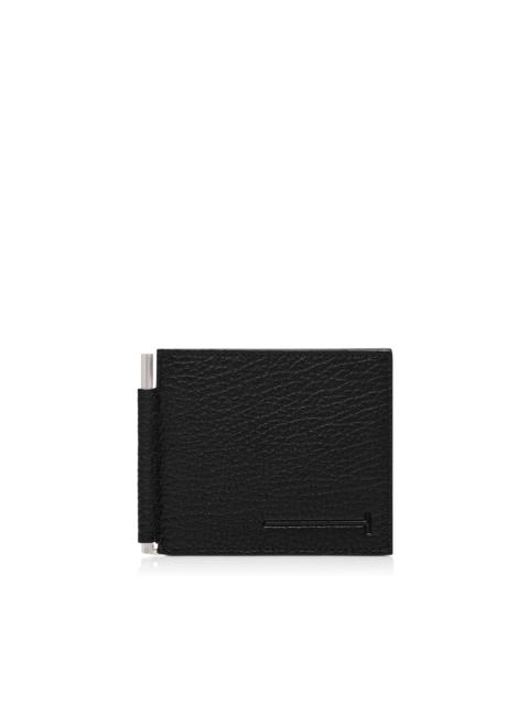 PRINTED DEER LEATHER ELONGATED T LINE MONEY CLIP WALLET