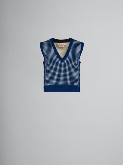 BLUE HALF-AND-HALF SLEEVELESS JUMPER