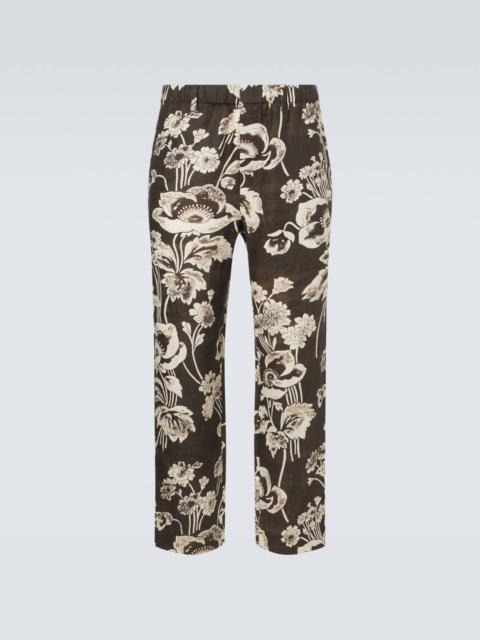 Floral linen straight pants