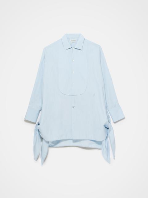 KNOTTED DETAIL SILK SHIRT DRESS IN POWDER BLUE