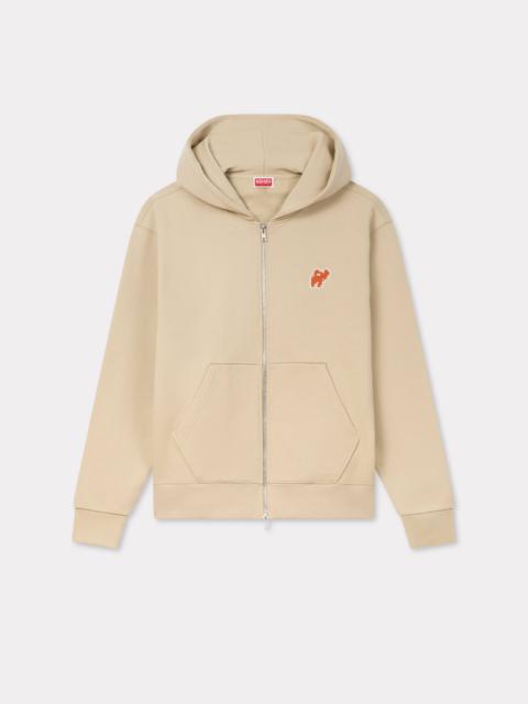 'KENZO Elephant Logo' embroidered full-zip hoodie in cotton