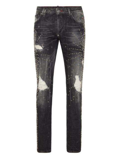 studded distressed jeans