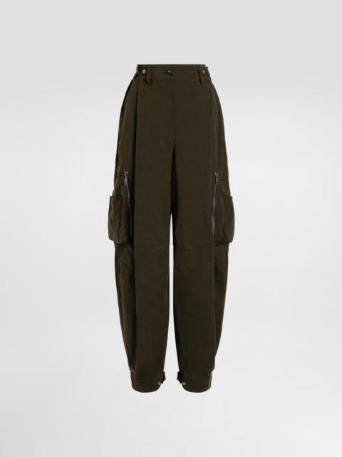 Waxed faille cargo pants