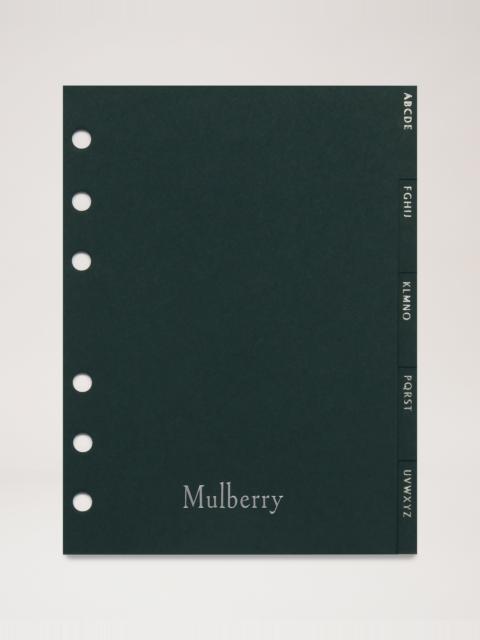 Agenda Contacts Dividers Insert
Mulberry Green Paper