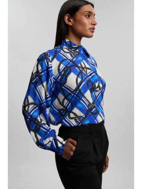 Rope Print Viscose Crepe Balloon Sleeve Blouse