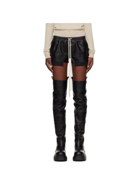 Black Temple Fog Leather Shorts