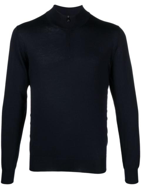 half-zip fine-knit jumper