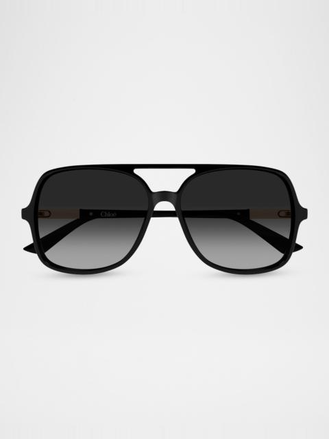 57mm Acetate Aviator Sunglasses