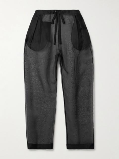 Trenton pleated silk-organza tapered pants Black