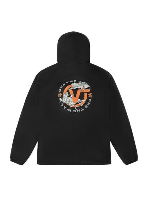 Vans Tiger Printing Zipper Hooded Jacket Couple Style Black VN0002BNBLK