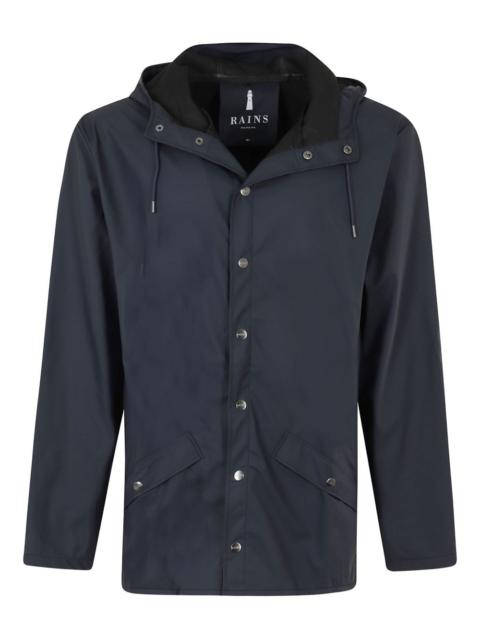 press-stud hooded raincoat