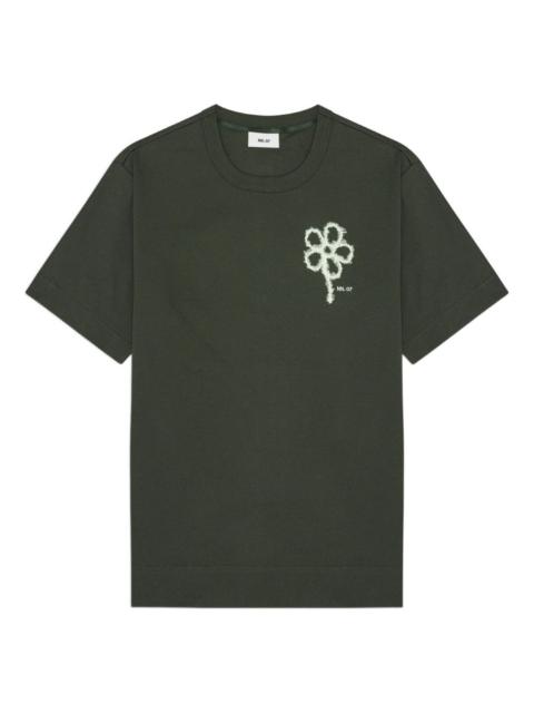 floral-embroidered T-shirt