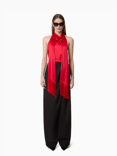 Red Halterneck Satin Top