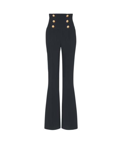 Crepe wide-leg trousers with buttons