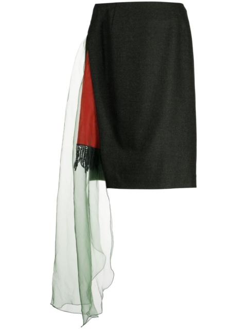 draped-panel wool pencil skirt