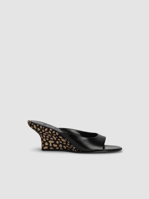Caroo Black Cheetah Pony Hair Mule