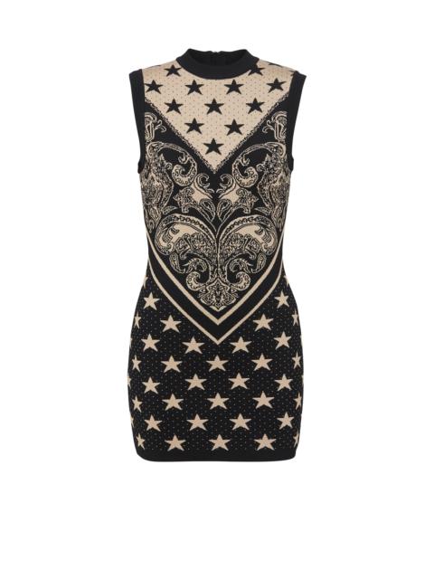 Monogram and star knit short dress