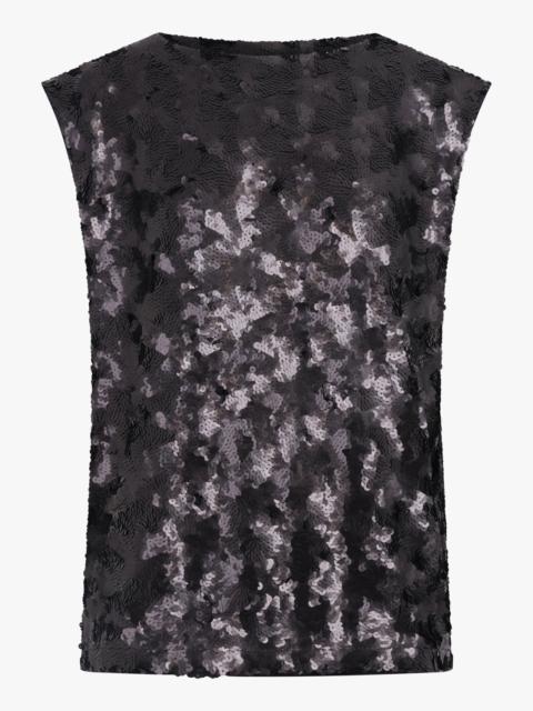 SLEEVELESS SEQUIN KNIT TOP | BLACK