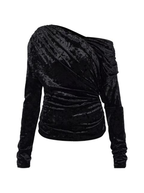 long-sleeve one-shoulder top