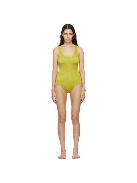 Yellow Crinkled One-Piece Swimsuit