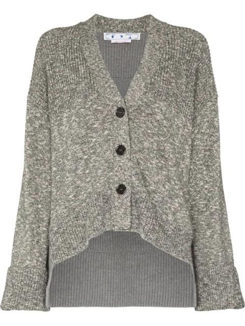 Diag-stripe mélange-effect cardigan