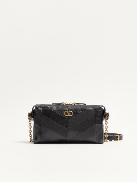 VALENTINO GARAVANI PANTHEA SMALL SHOULDER BAG IN NAPPA LEATHER WITH A CHEVRON PATTERN