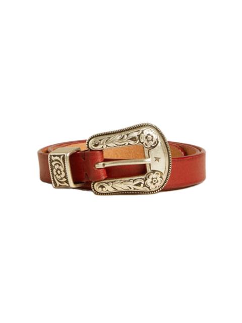 Lace Washed Leather Belt red