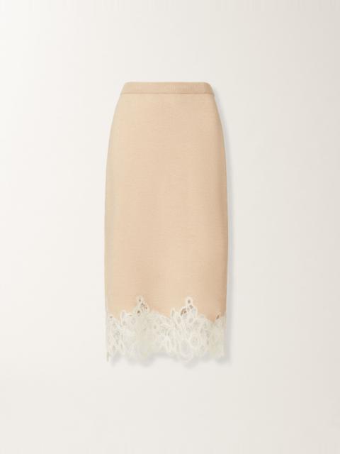 Platinum skirt with macramé lace