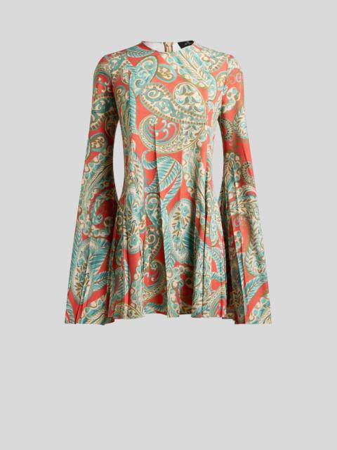 STRETCH SABLE MINI DRESS WITH PAISLEY MOTIF