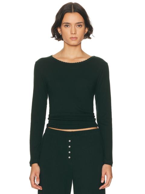 Pointelle Slim Fit Long Sleeve Top