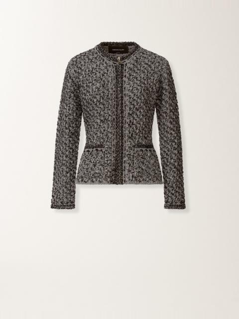 Dark blue sequin tweed jacket with a denim effect