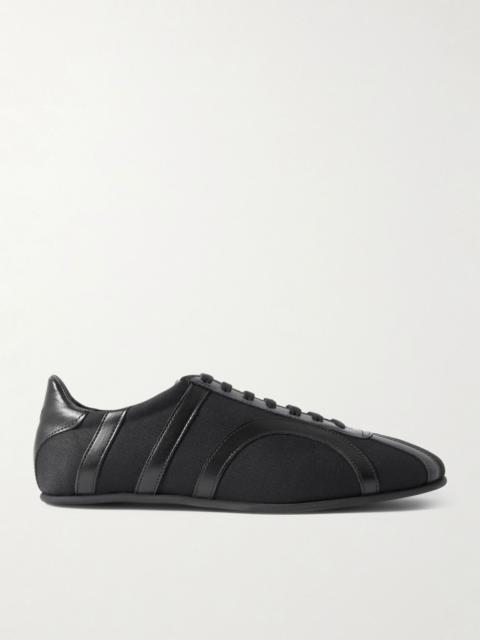 Leather-trimmed cotton-canvas sneakers Black
