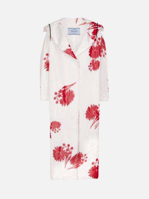 Floral silk taffeta coat