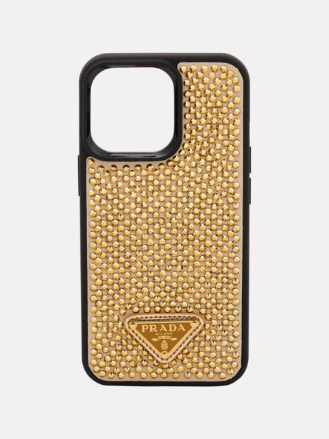 Embellished leather iPhone 13 Pro case