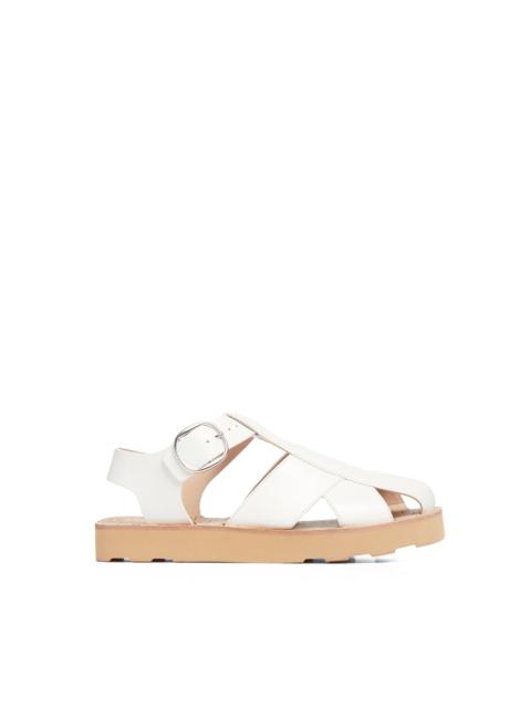 Horatio Flat Sandal in Cream Nappa Leather